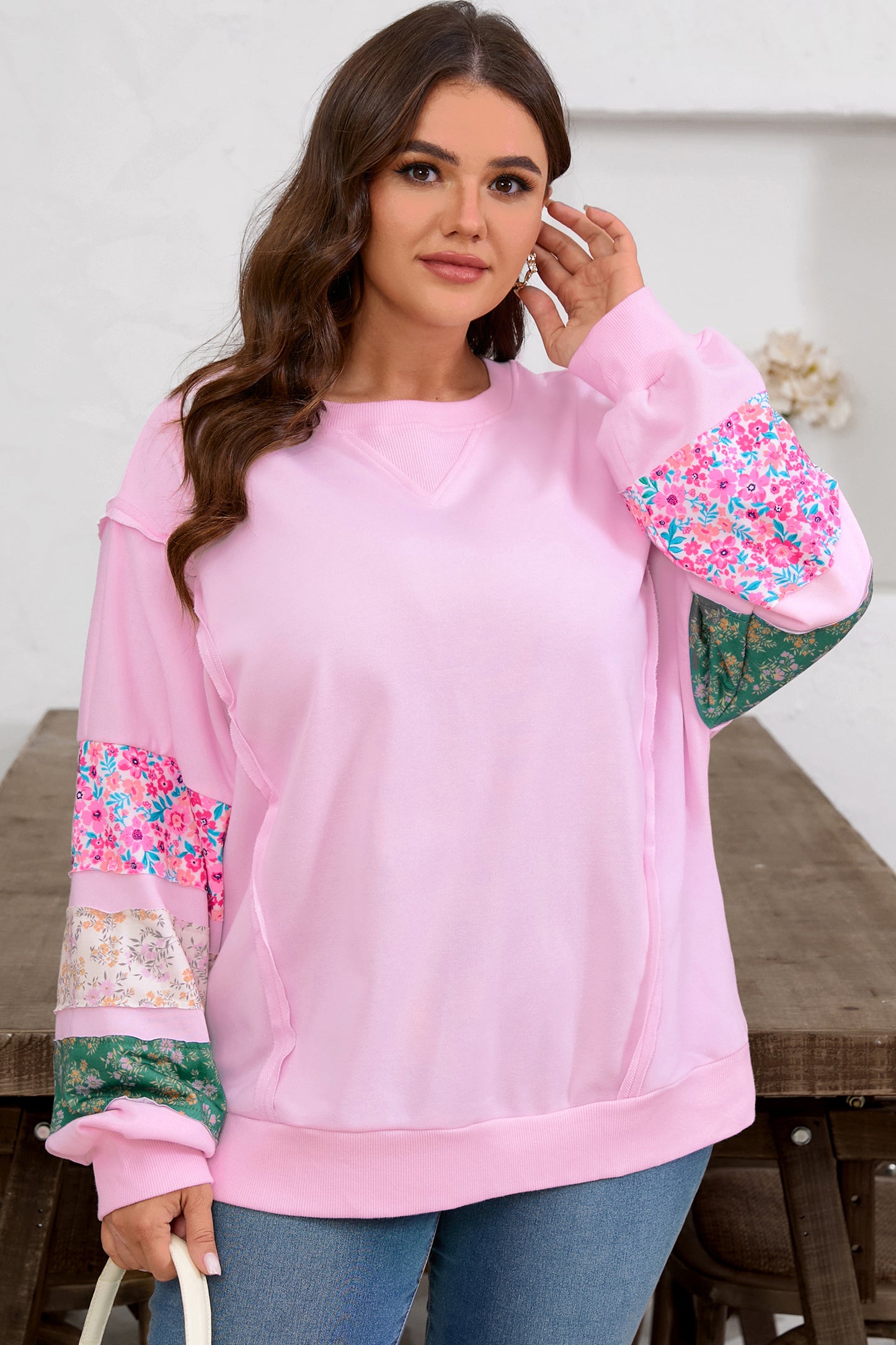 Garden Party Pink Sweatshirt (Plus Size)
