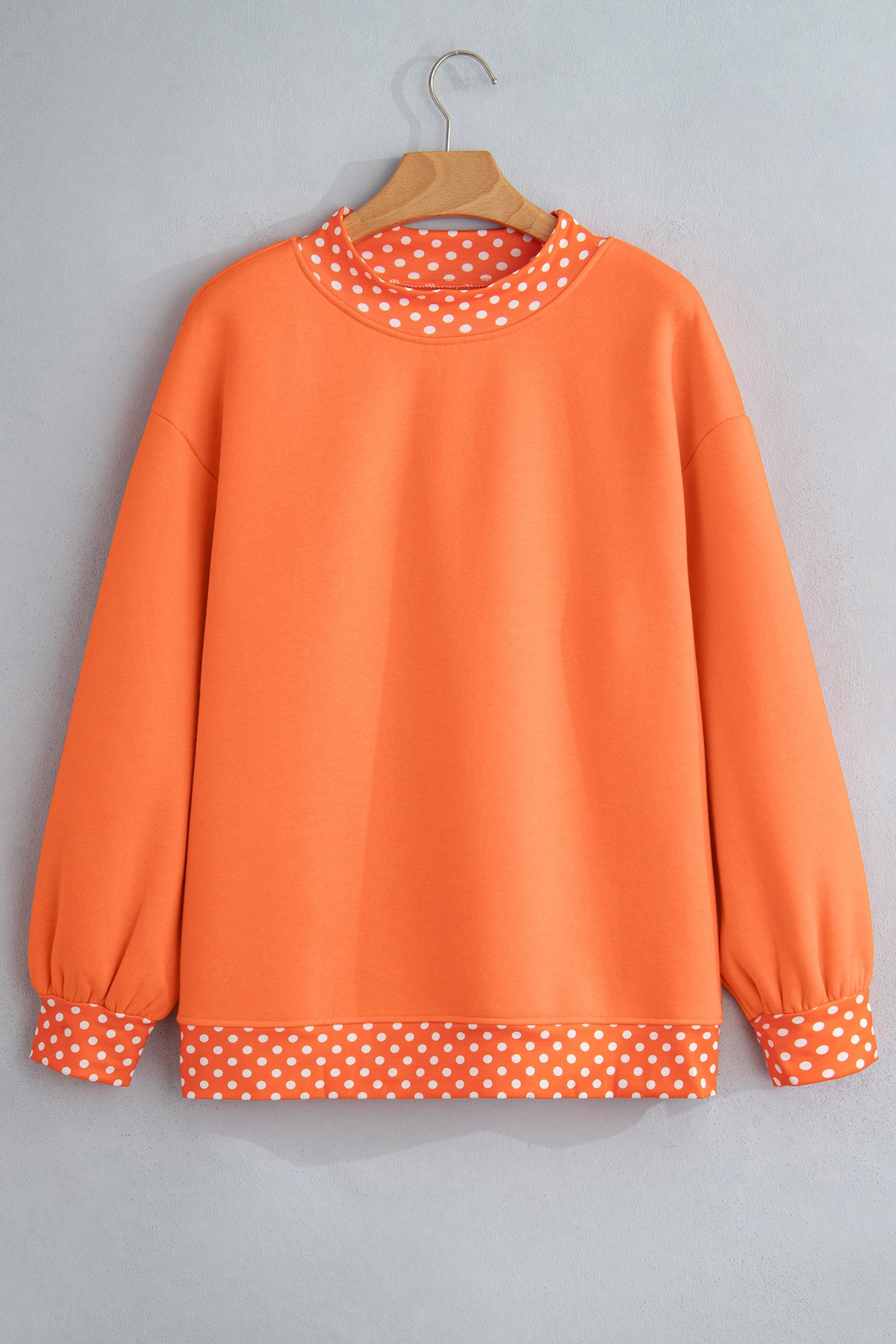 Dark Blue Colorblock Polka Dot Contrast Trim Oversized Sweatshirt